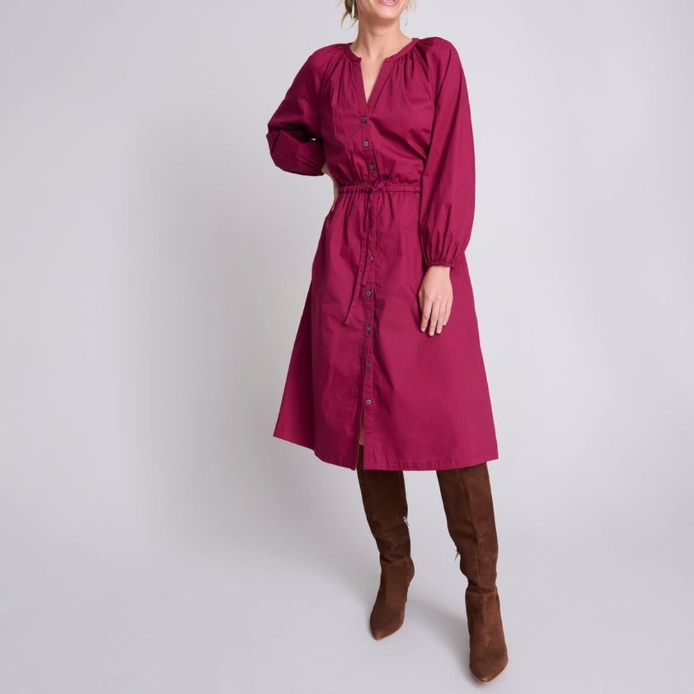 Untuckit Cotton Midi Farrah Burgundy Dress